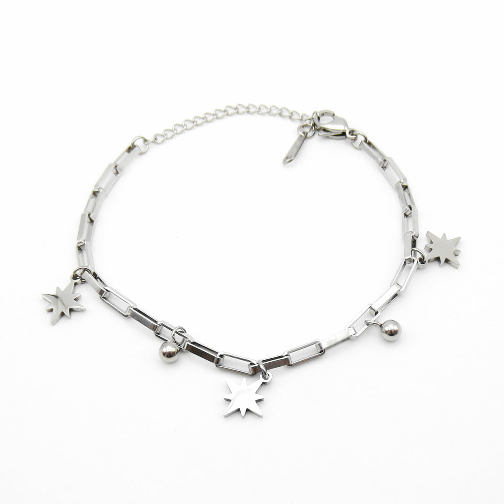Stainless Steel Starburst Charm Bracelet-Stainless Steel Bracelets-4-Glitters