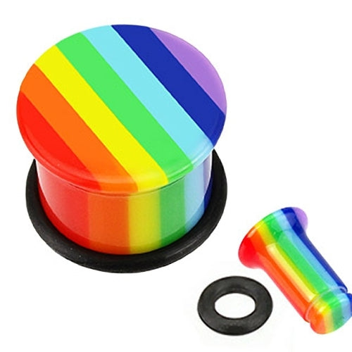 UV Acrylic Rainbrow Colour Single Flared Plug-Body Piercing Jewellery, Plug, Sale, Tunnel-190-Glitters