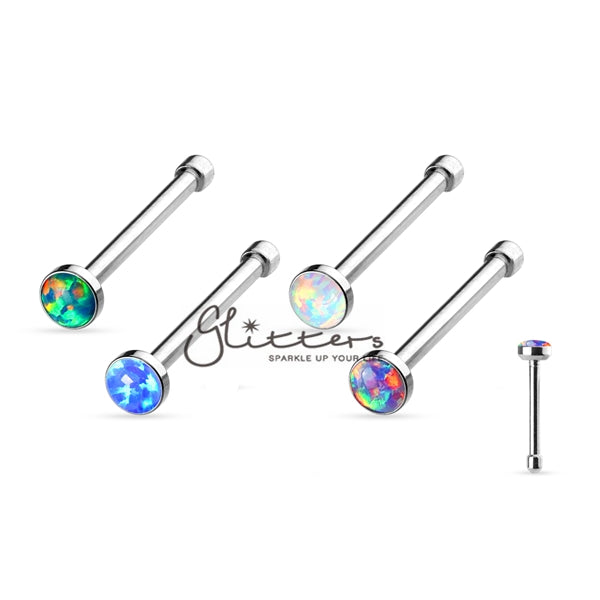 20GA 316L Surgical Steel Nose Bone with Opal Set-Body Piercing Jewellery, Nose Piercing Jewellery, Nose Studs-919-Glitters