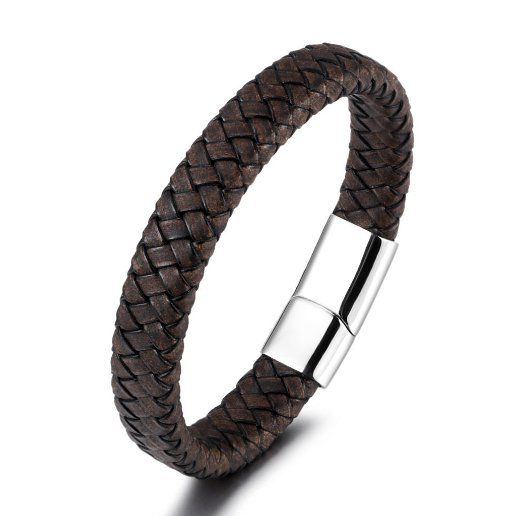 Classic Brown Braided Leather Bracelet-Bracelets, Jewellery, leather bracelet, Men's Bracelet, Men's Jewellery, New-BCL0235-2_1-Glitters