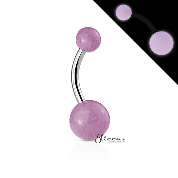 14GA Glow In The Dark Balls Belly Button Ring-Light Purple-Belly Ring, Body Piercing Jewellery-BJ0062-GLD-LA-Glitters
