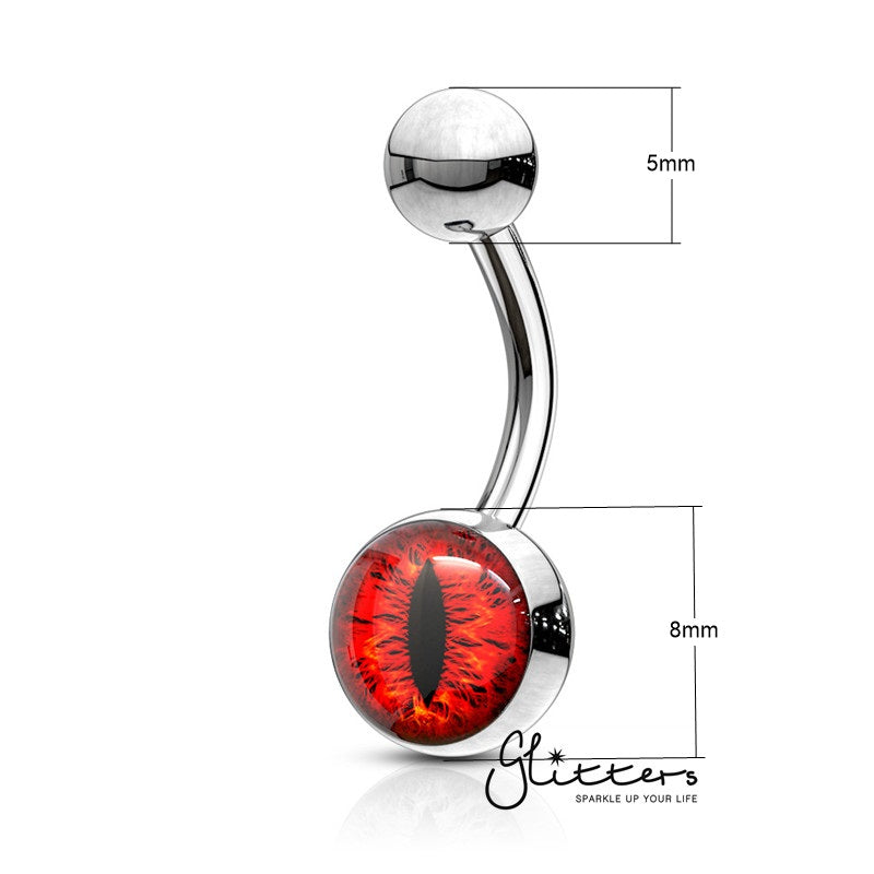 316L Surgical Steel Snake Eye Inlaid Belly Button Navel Ring - Red-Belly Ring, Body Piercing Jewellery-BJ0302-2_New-Glitters