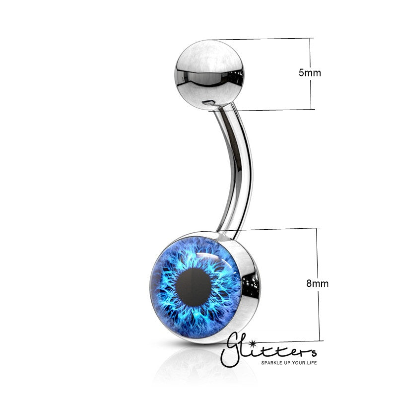 316L Surgical Steel Eye Inlaid Belly Button Navel Ring - Blue-Belly Ring, Body Piercing Jewellery-BJ0303-1_New-Glitters
