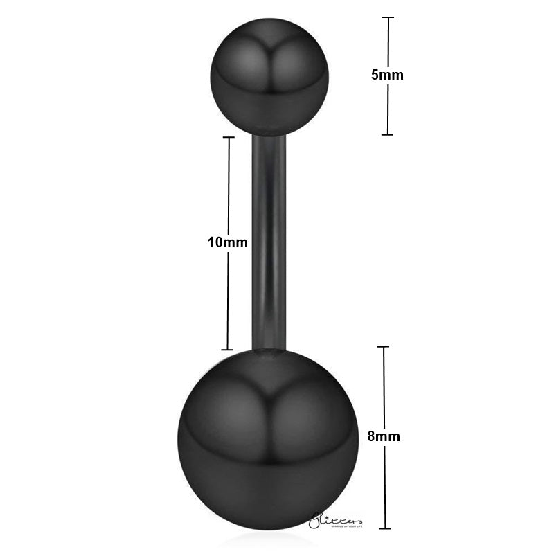 Basic 316L Surgical Steel Belly Button Navel Ring - Black-Belly Ring, Body Piercing Jewellery-Basic316LSurgicalSteelBellyButtonNavelRings-Black-details_New-Glitters