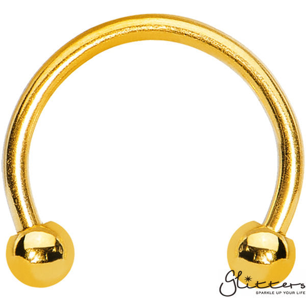 16 Gauge 18K Gold Ion Plated Surgical Steel Horseshoe/Circular Barbells with Ball-Body Piercing Jewellery, Horseshoe, Nipple Barbell, Septum Ring-CP00023-Glitters