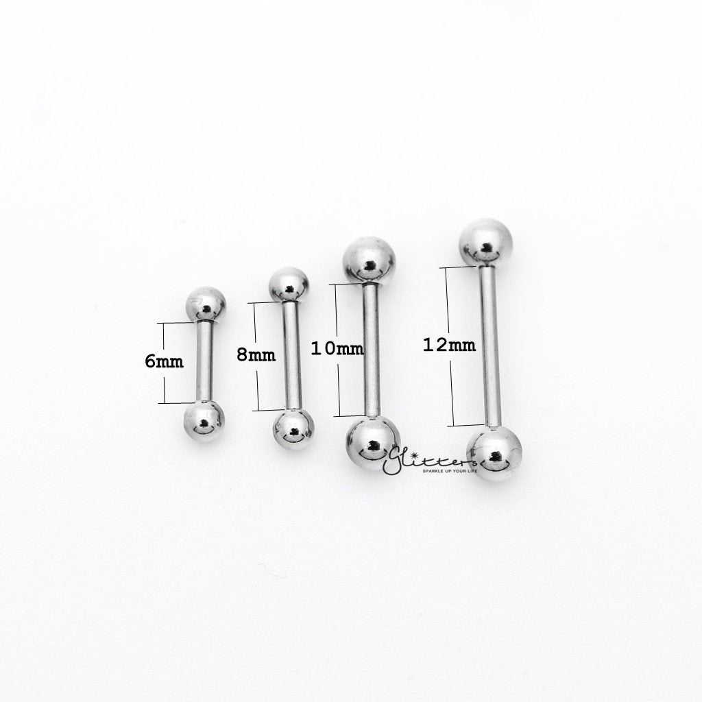 16Gauge 316L Surgical Steel Straight Barbells with Balls-6mm|8mm|10mm|12mm-Body Piercing Jewellery, Cartilage, Conch Earrings, Eyebrow, Helix Earrings, Nipple Barbell, Tragus-EB0001-Straight-02_New-Glitters