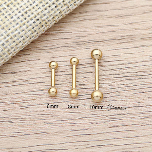 16Gauge 316L Surgical Steel Straight Barbells with Balls-6mm|8mm|10mm|12mm-Body Piercing Jewellery, Cartilage, Conch Earrings, Eyebrow, Helix Earrings, Nipple Barbell, Tragus-EB0012-G_600-Glitters