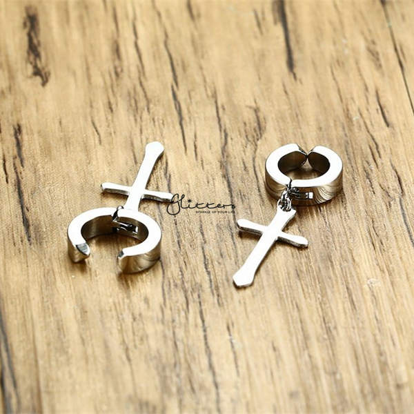 Clip on deals dangle cross earrings