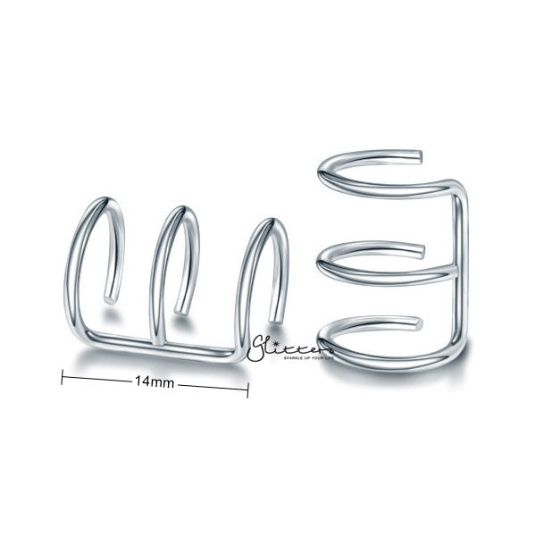 316L Surgical Steel Triple Lines Ear Cuffs - Non Piercing | Minimalist Ear Cuffs-Body Piercing Jewellery, Ear Cuffs, earrings, Jewellery, Women's Earrings, Women's Jewellery-EC0076-S_600_New-Glitters