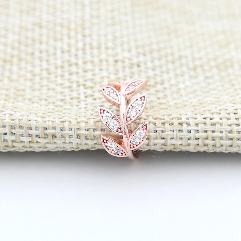 CZ Leaf Ear Cuff - Rose Gold-Body Piercing Jewellery, Cubic Zirconia, Ear Cuffs, earrings, Jewellery, Non-Pierced, Women's Earrings, Women's Jewellery-EC0100-RG2-800-Glitters