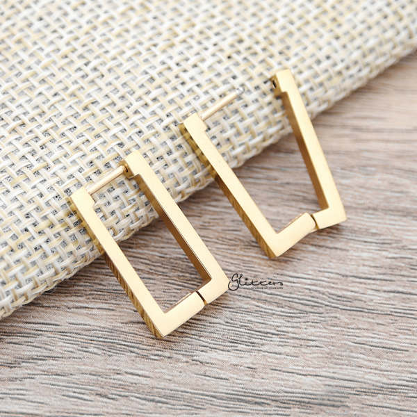 Stainless Steel Rectangle Huggie Hoop Earrings-earrings, Jewellery, Men's Earrings, Men's Jewellery, Stainless Steel, Women's Earrings, Women's Jewellery-ER1478-G_600-Glitters