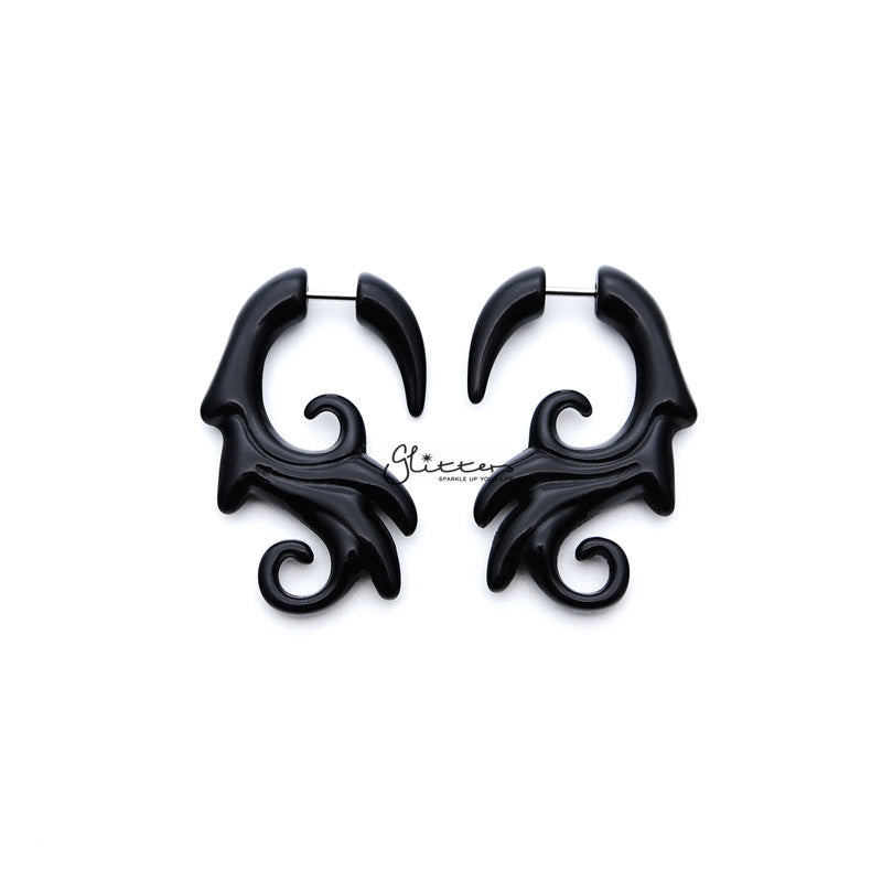 Black Acrylic Fake Ear Expander Tapers-Body Piercing Jewellery, earrings, Fake Plug-FP0010_D1_800-01-Glitters