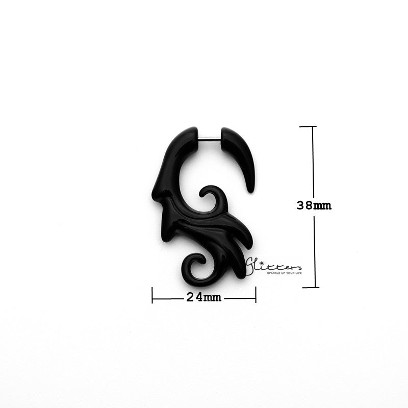 Black Acrylic Fake Ear Expander Tapers-Body Piercing Jewellery, earrings, Fake Plug-FP0010_D1_800-02_New-Glitters