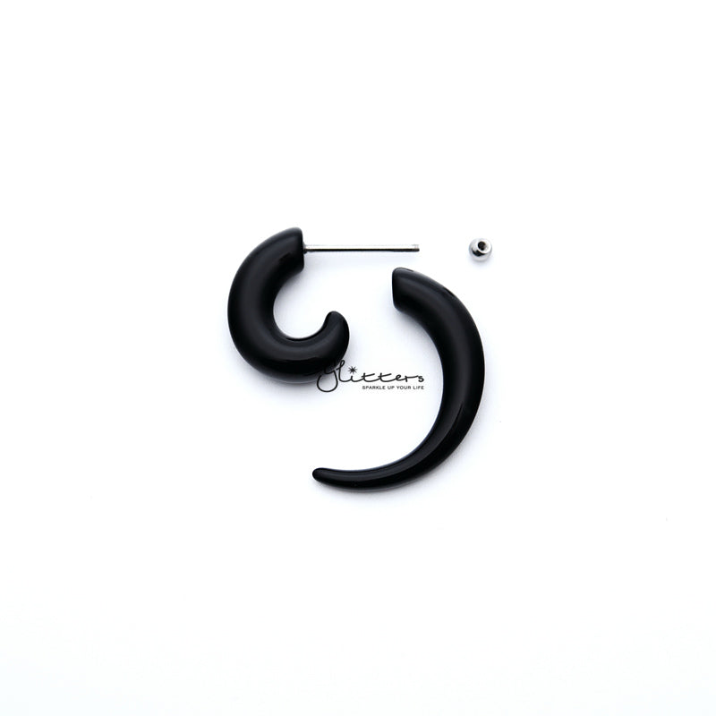 Black Acrylic Fake Spiral Ear Taper with Surgical Steel Bar-Body Piercing Jewellery, earrings, Fake Plug-FP0010_K_800-02_542856a0-7f03-426f-a844-6e0ef3f0d23e-Glitters