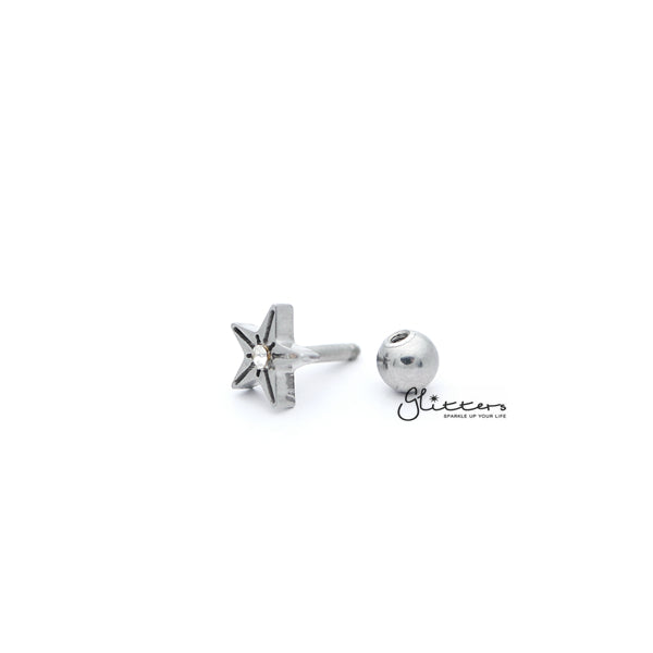 Gold Surgical Steel Star CZ Crystal Helix Barbell Gold Surgical Steel Star CZ Crystal Helix Barbell