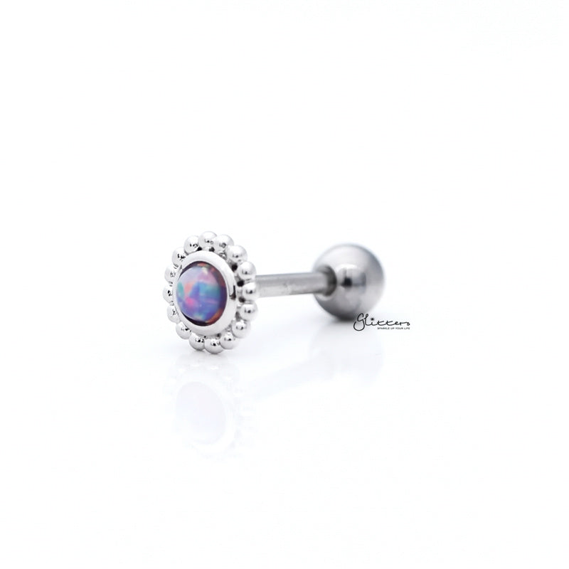 Opal Purple Tragus Barbell - Ball End | Flat Back-Body Piercing Jewellery, Cartilage, Flat back, Jewellery, Tragus, Women's Earrings, Women's Jewellery-FP0020-Opal-purple-ball_01-Glitters