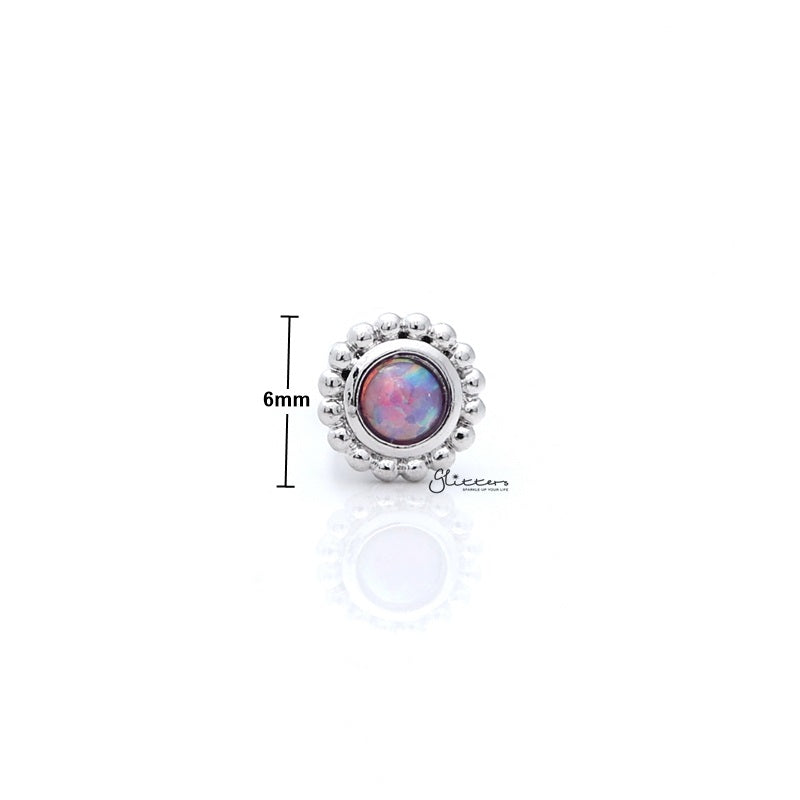 Opal Purple Tragus Barbell - Ball End | Flat Back-Body Piercing Jewellery, Cartilage, Flat back, Jewellery, Tragus, Women's Earrings, Women's Jewellery-FP0020-Opal-purple_01_New-Glitters