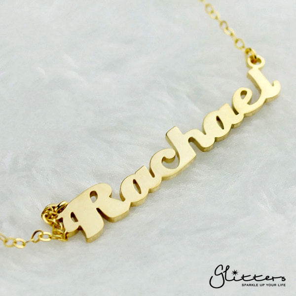 Personalized 24K Gold Plated Sterling Silver Name Necklace-Script 2-Gold name necklace, name necklace, Personalized-Gold-Love-Pendant-Glitters