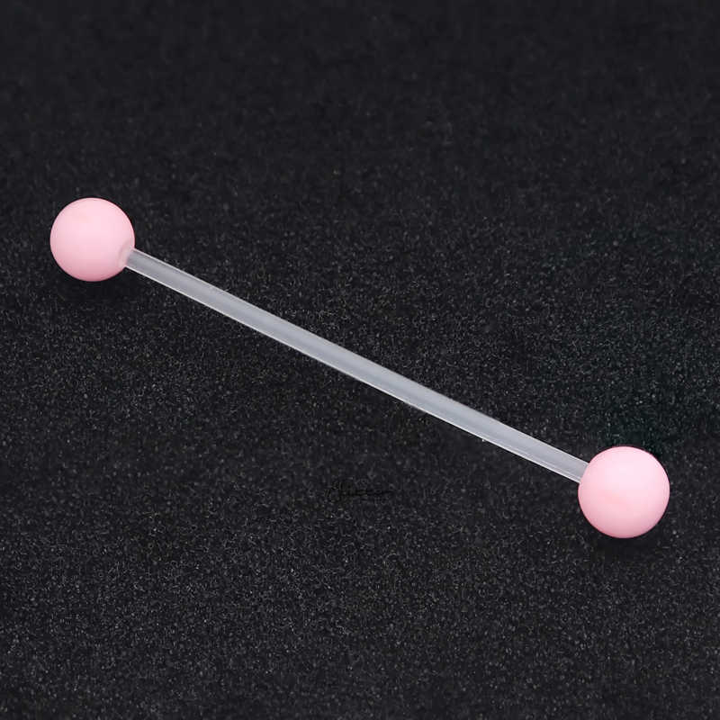 Acrylic Balls Flexible PTFE Industrial Barbell - Pink-Body Piercing Jewellery, Industrial Barbell, Retainer-IB0038-P-2_800-Glitters