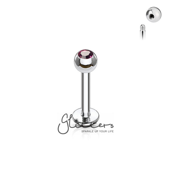 16GA 316L Surgical Steel Labret with Press Fit Gem 3mm Ball-Body Piercing Jewellery, Labret, Monroe-LS03-A-01-Glitters