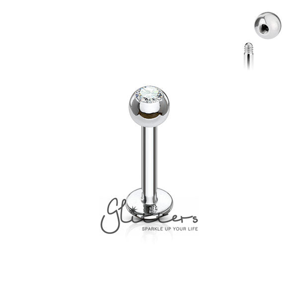 16GA 316L Surgical Steel Labret with Press Fit Gem 3mm Ball-Body Piercing Jewellery, Labret, Monroe-LS03-C-04-Glitters