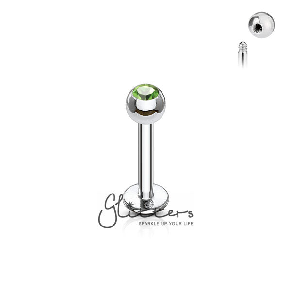 16GA 316L Surgical Steel Labret with Press Fit Gem 3mm Ball-Body Piercing Jewellery, Labret, Monroe-LS03-G-05-Glitters