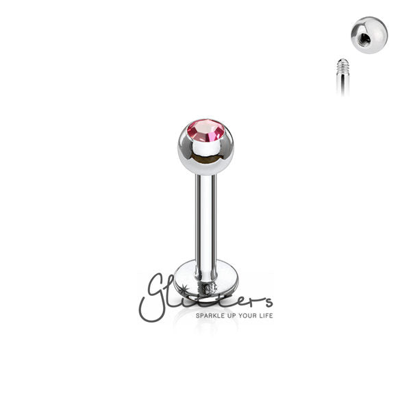 16GA 316L Surgical Steel Labret with Press Fit Gem 3mm Ball-Body Piercing Jewellery, Labret, Monroe-LS03-P-07-Glitters
