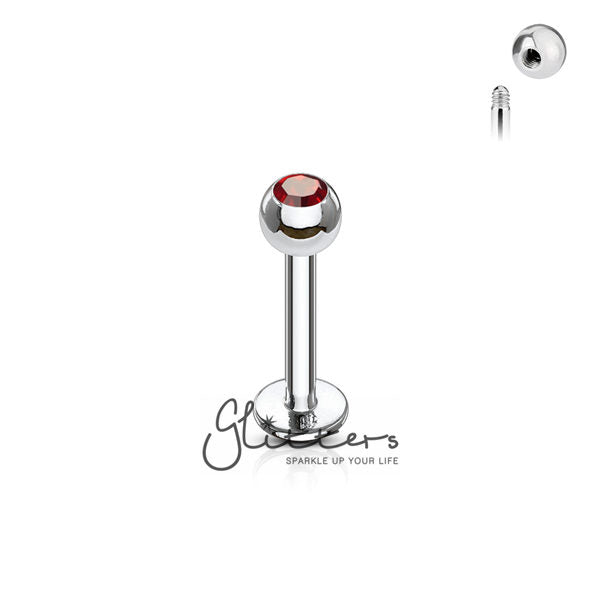 16GA 316L Surgical Steel Labret with Press Fit Gem 3mm Ball-Body Piercing Jewellery, Labret, Monroe-LS03-R-09-Glitters