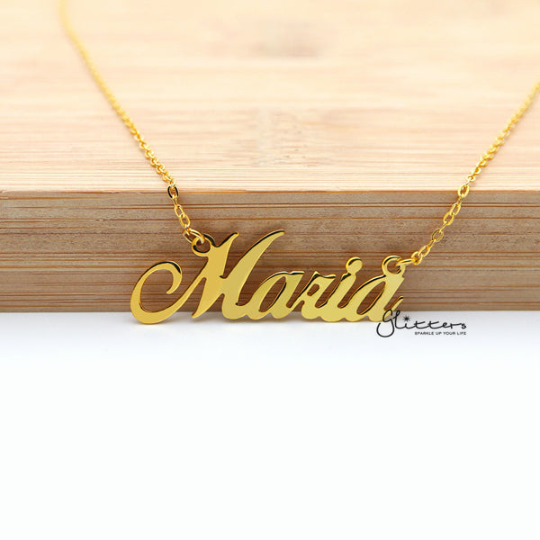 Personalized 24K Gold Plated Sterling Silver Name Necklace-Script 11-Gold name necklace, name necklace, Personalized, Silver name necklace-Maria_Font11_01-Glitters