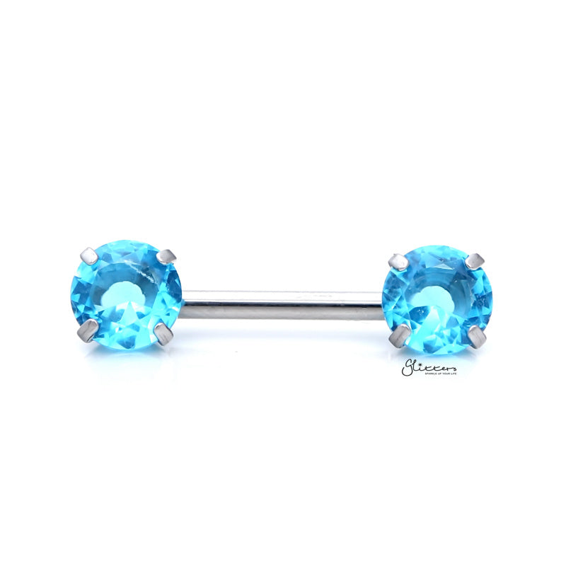 Round CZ Ends Push in Nipple Barbell - Aqua-Body Piercing Jewellery, Cubic Zirconia, Nipple Barbell-NB0025-q_800-Glitters