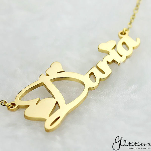 Personalized 24K Gold Plated Sterling Silver Name Necklace-Script 4-Gold name necklace, name necklace, Personalized-NNK02-F42-Glitters