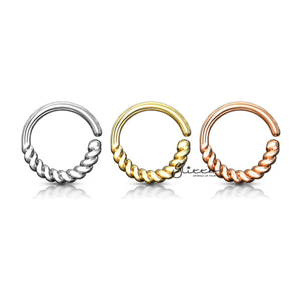 Half Circle Braided Bendable Hoop Rings for Septum, Ear Cartilage, Daith and More-Body Piercing Jewellery, Cartilage, Daith, Nose, Septum Ring-NS0087-ALL-Glitters