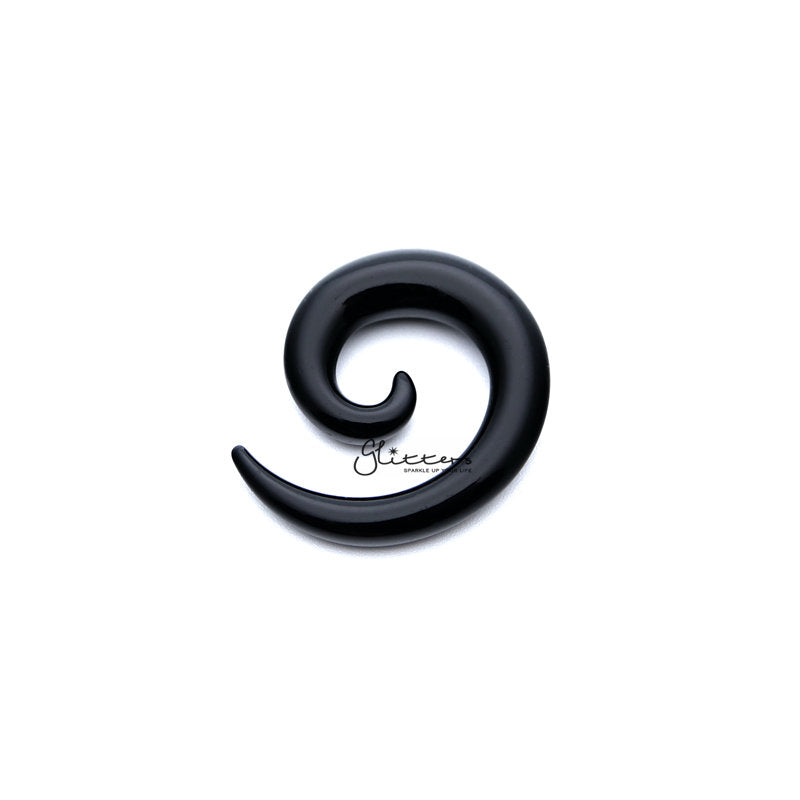 Black Acrylic Ear Spiral Taper Stretcher Plugs-Body Piercing Jewellery, Ear Stretcher, Plug-Pl0001_blk_800-Glitters
