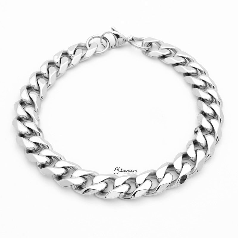 Stainless Steel Beveled Cuban Chain Bracelet - 11mm Width-Bracelets, Jewellery, Men's Bracelet, Men's Jewellery, Stainless Steel, Stainless Steel Bracelet-1-Glitters