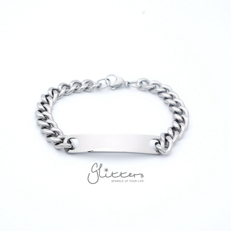 Stainless Steel Men's ID Bracelet 9mm Width-Bracelets, Engravable, ID Bracelet, Jewellery, Men's Bracelet, Men's Jewellery, Stainless Steel, Stainless Steel Bracelet-SB0014_3-Glitters