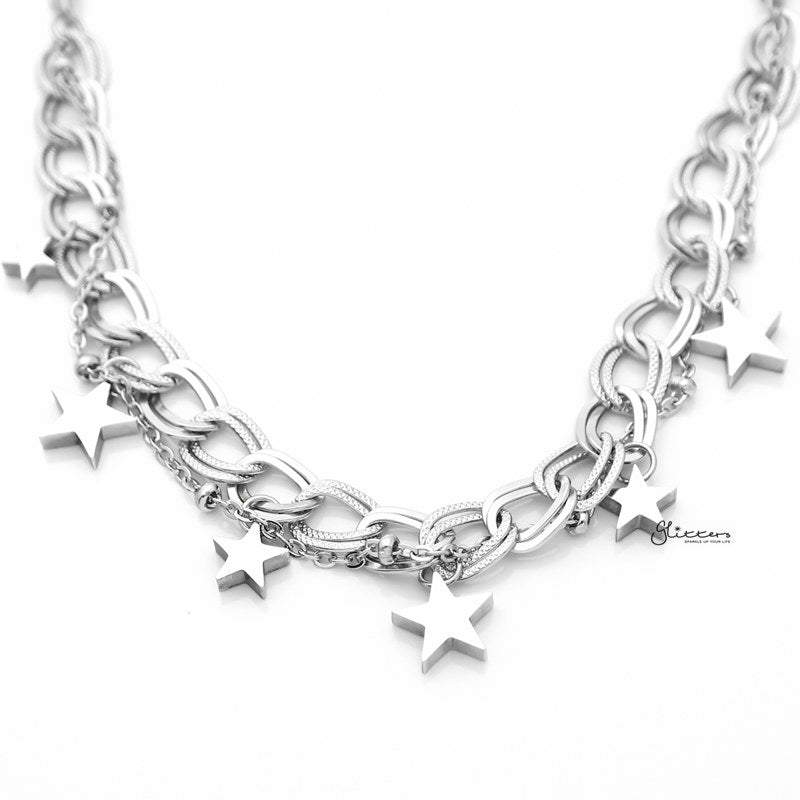 Stainless Steel Women's Bracelet with Dangle Star Charms-Bracelets, Jewellery, Stainless Steel, Stainless Steel Bracelet, Women's Bracelet, Women's Jewellery-SB0077-S2_800-Glitters