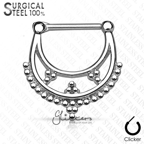 Double Lined Beads Surgical Steel Septum Clickers-Body Piercing Jewellery, Nose, Septum Ring-SEPS-20-1-Glitters