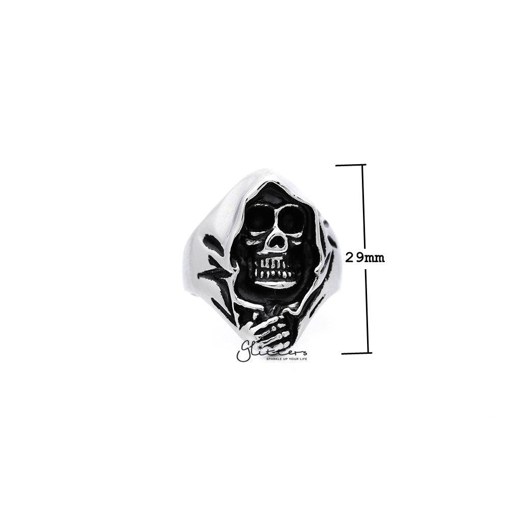 Men's Antiqued Stainless Steel Grimm Ripper Skeleton Skull Casting Rings-Jewellery, Men's Jewellery, Men's Rings, Rings, Stainless Steel, Stainless Steel Rings-SR0040_1000-01_New-Glitters