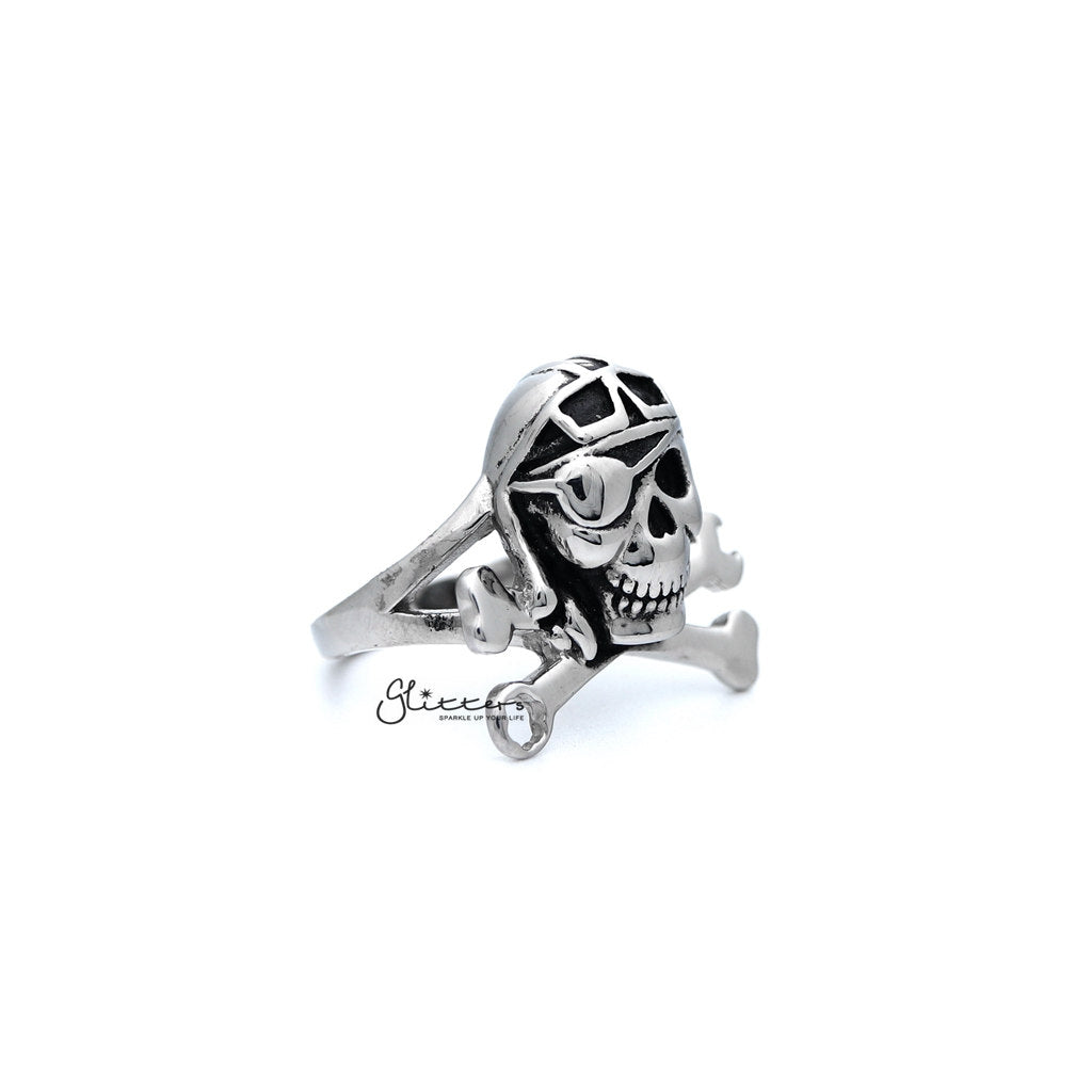 Men's Stainless Steel Skull with Bone Casting Rings-Jewellery, Men's Jewellery, Men's Rings, Rings, Stainless Steel, Stainless Steel Rings-SR0041_1000-03-Glitters