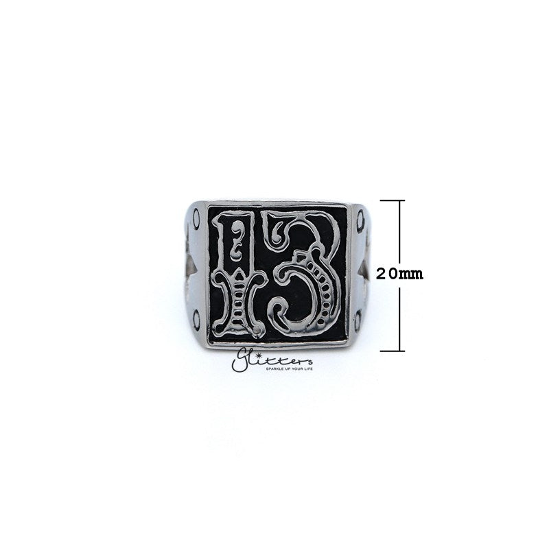 Stainless Steel Antiqued Number #13 Casting Men's Rings-Jewellery, Men's Jewellery, Men's Rings, Rings, Stainless Steel, Stainless Steel Rings-SR0149_800-01_New-Glitters