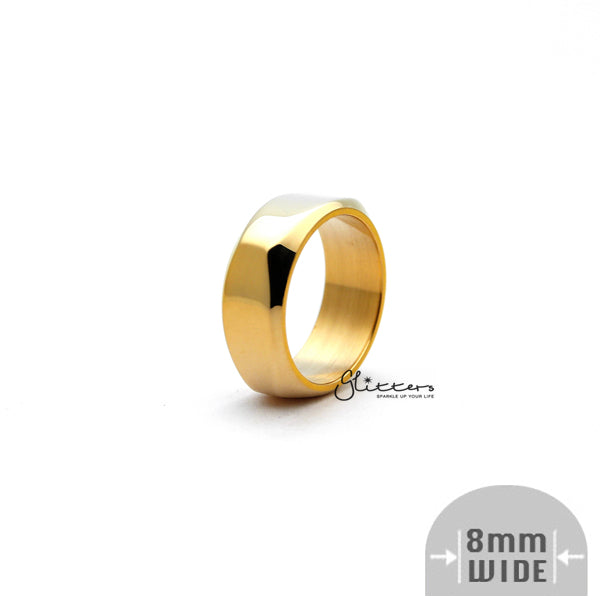 Stainless Steel High Polished 8mm Wide Unique Square Shape Band Rings - Gold-Jewellery, Men's Jewellery, Men's Rings, Rings, Stainless Steel, Stainless Steel Rings-SR0249_01-Glitters