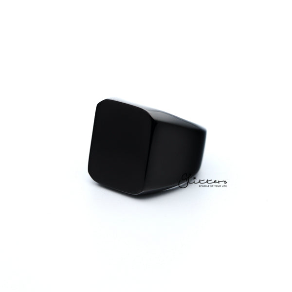 Stainless Steel High Polished Square Shape Men's Rings - Black-Jewellery, Men's Jewellery, Men's Rings, Rings, Stainless Steel, Stainless Steel Rings-SR0253_01-Glitters