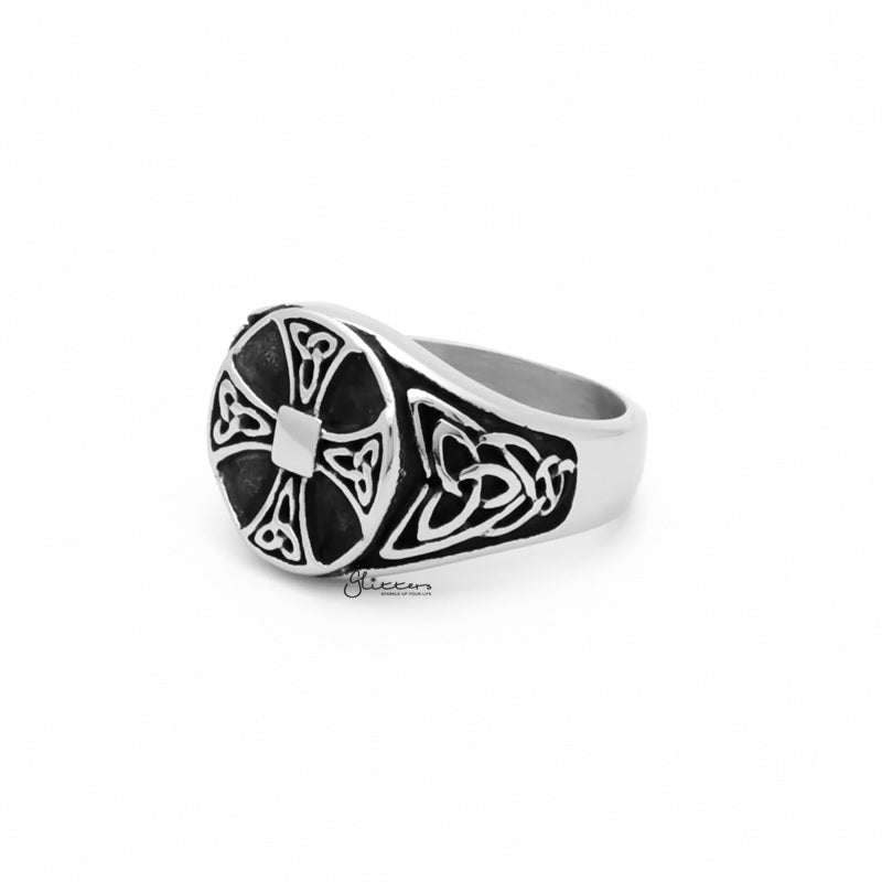 Celtic Cross Stainless Steel Ring with Celtic Knot Symbols-Jewellery, Men's Jewellery, Men's Rings, Rings, Stainless Steel, Stainless Steel Rings-SR0301-2_1-Glitters