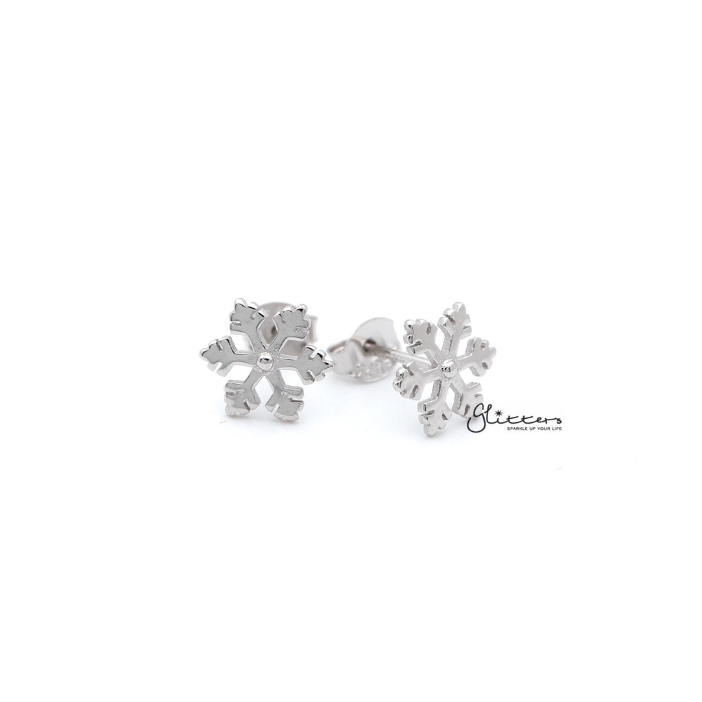 Sterling Silver Snowflake Women's Stud Earrings-earrings, Jewellery, Stud Earrings, Women's Earrings, Women's Jewellery-SSE0258_01-Glitters