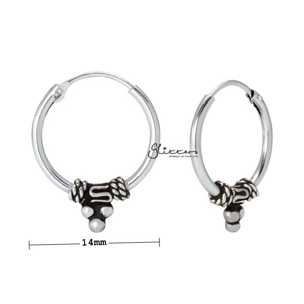 Sterling Silver Bali Hoop Sleeper Earrings - 14mm - SSE0310-earrings, Hoop Earrings, Jewellery, Women's Earrings, Women's Jewellery-SSE0310_02_New-Glitters