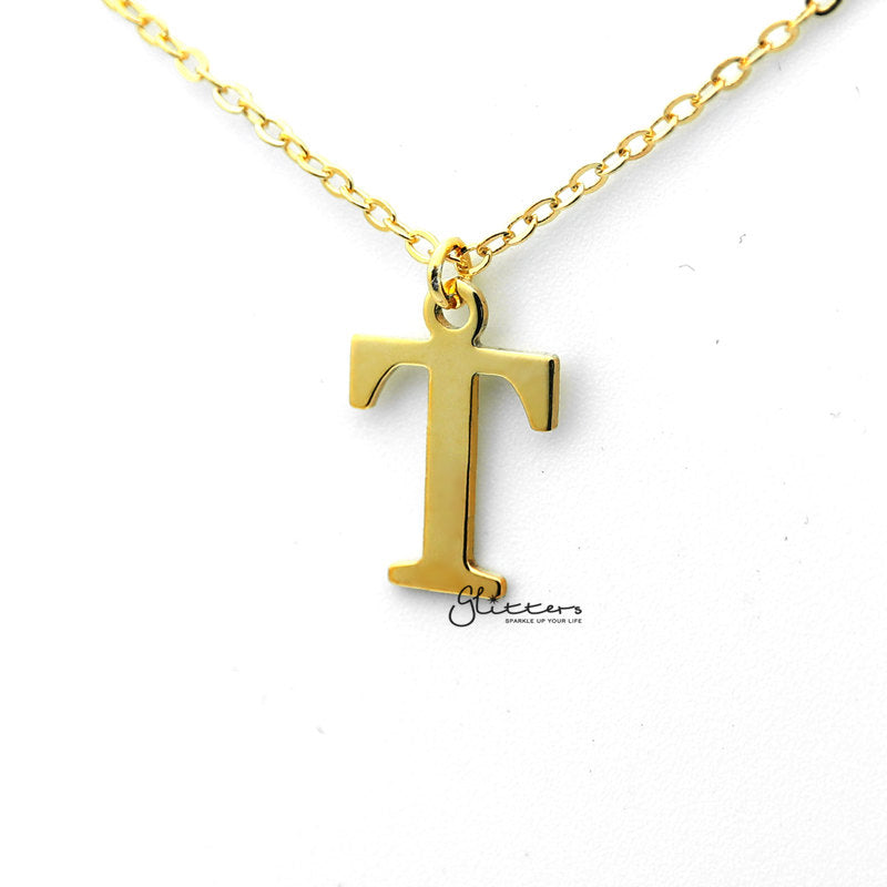 Personalized 24K Gold Plated over Sterling Silver Alphabet Necklace-Font 13-Alphabet Necklace, Personalized-SSP0012-C-Glitters