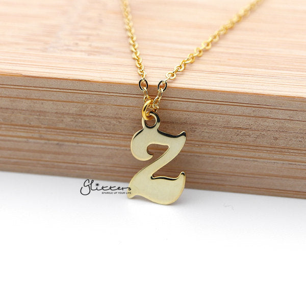 Personalized 24K Gold Plated over Sterling Silver Alphabet Necklace-Font 3-Alphabet Necklace, Personalized-SSP0012_F3-Glitters