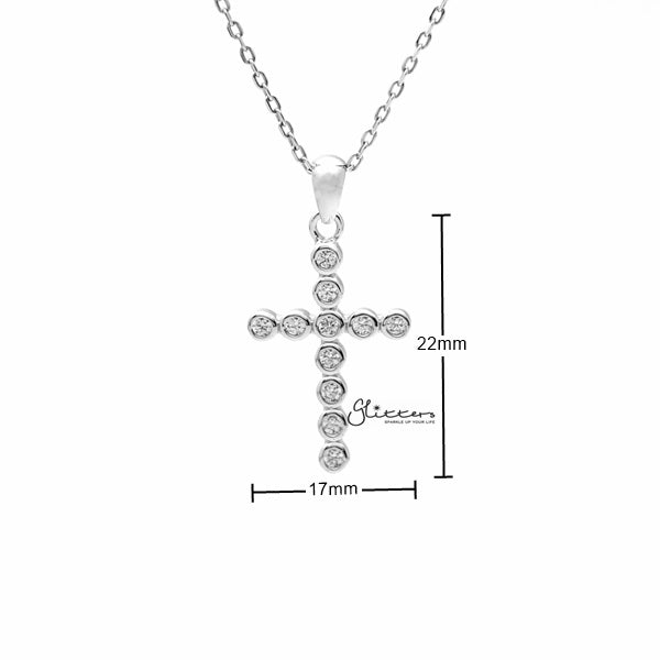 925 Sterling Silver C.Z Cross Pendant Necklace-Cubic Zirconia, Jewellery, Necklaces, Sterling Silver Necklaces, Women's Jewellery, Women's Necklace-SSP0165-02_600_New-Glitters