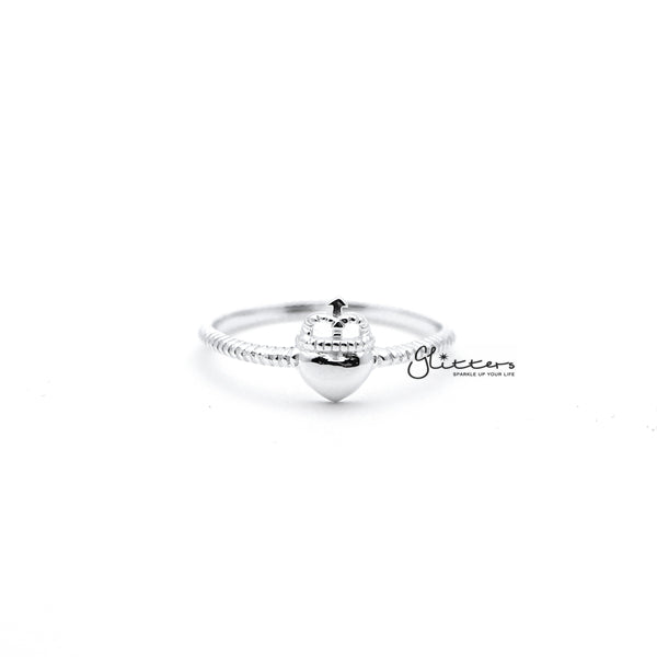 Sterling Silver Heart and Crown Women's Rings-Jewellery, Rings, Sterling Silver Rings, Women's Jewellery, Women's Rings-SSR0035_01-Glitters