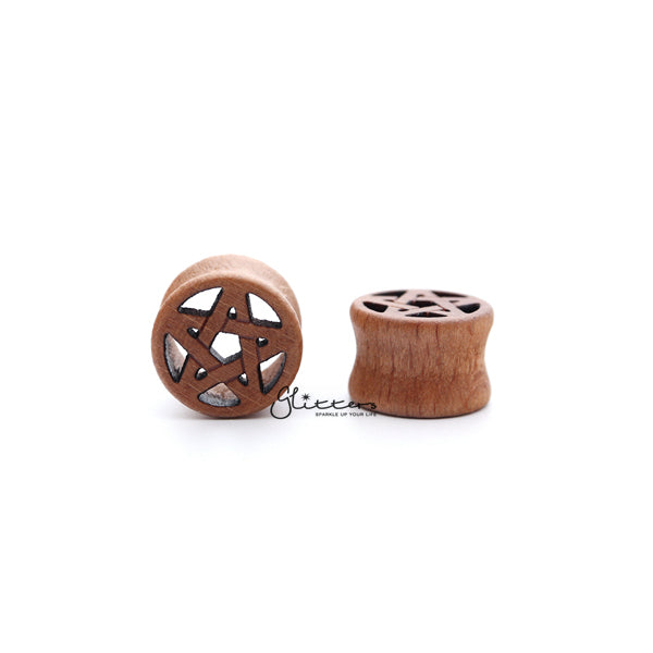 Star Cut Out Natural Organic Wood Double Flared Saddle Fit Tunnel-Body Piercing Jewellery, Plug, Tunnel-TL0055-Glitters